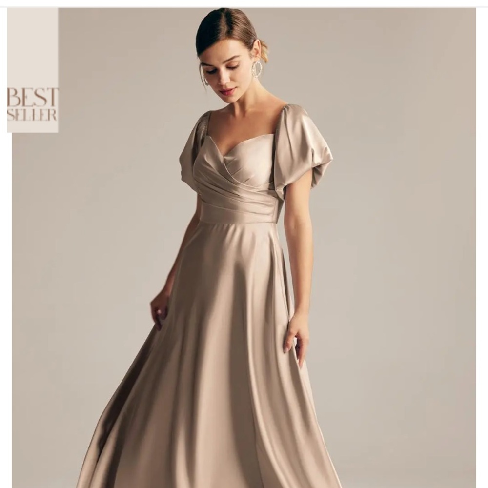 Aw Bridal AW DEY DRESS Taupe size 6 Satin Charmeuse